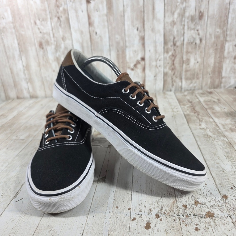 Vans Era 59 Mens 11 Black Canvas Brown Leather C&L Low Top Skate Shoes 721356 - Picture 8 of 8